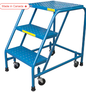 Rolling Step Ladder with Locking Step, 3 Steps, 18" Step Width, 28" Platform Height, Steel