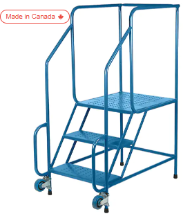Tilt-N-Roll Ladders, Steel, 3 Steps, 22" Wide, 24" D x 27" H Top Step
