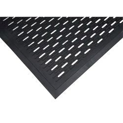 Low-Profile Matting, Rubber, Scraper Type, Slotted Pattern, 3', 5' x Black