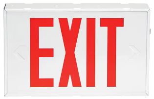 Exit Sign, LED, Battery Operated/Hardwired, 12-1/5" L x 7-1/2" W, English