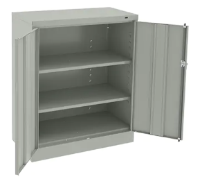 Counter High Cabinet, Steel, 2 Shelves, 42" H x 36" W x 18" D, Light Grey
