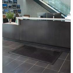 Low-Profile Matting, Rubber, Scraper Type, Solid Pattern, 3', 5' x Black